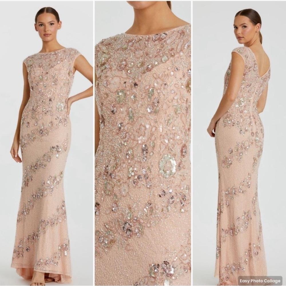 Mac Duggal Blush Sequin Maxi Dress